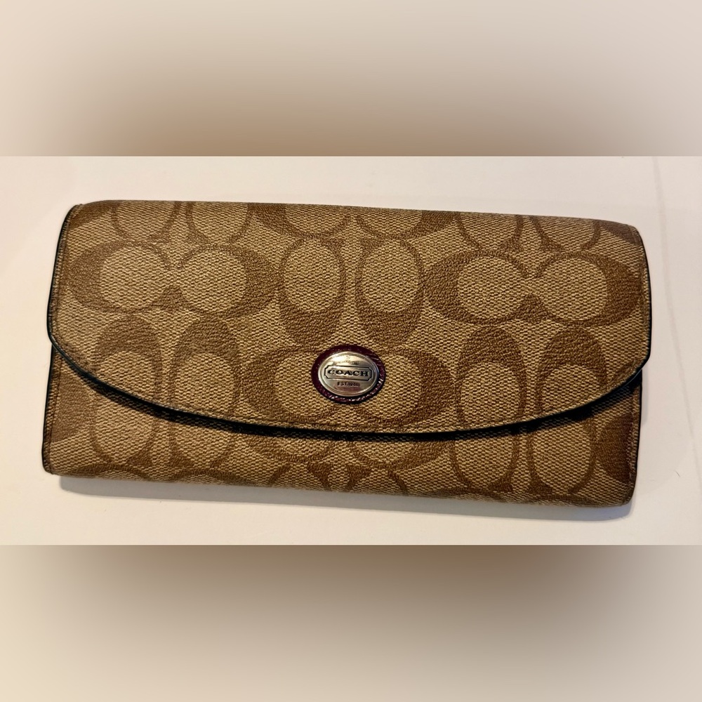 Coach Signature Canvas Slim Envelope Wallet